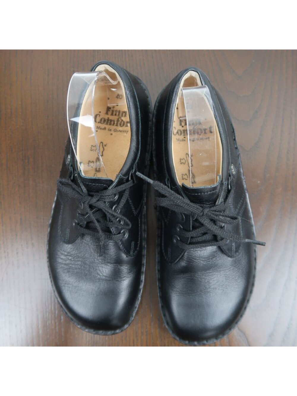 Finn Comfort 40 US 9 Black Leather Lace-Up Orthopedic Comfort Shoes Sneakers - Picture 8 of 9